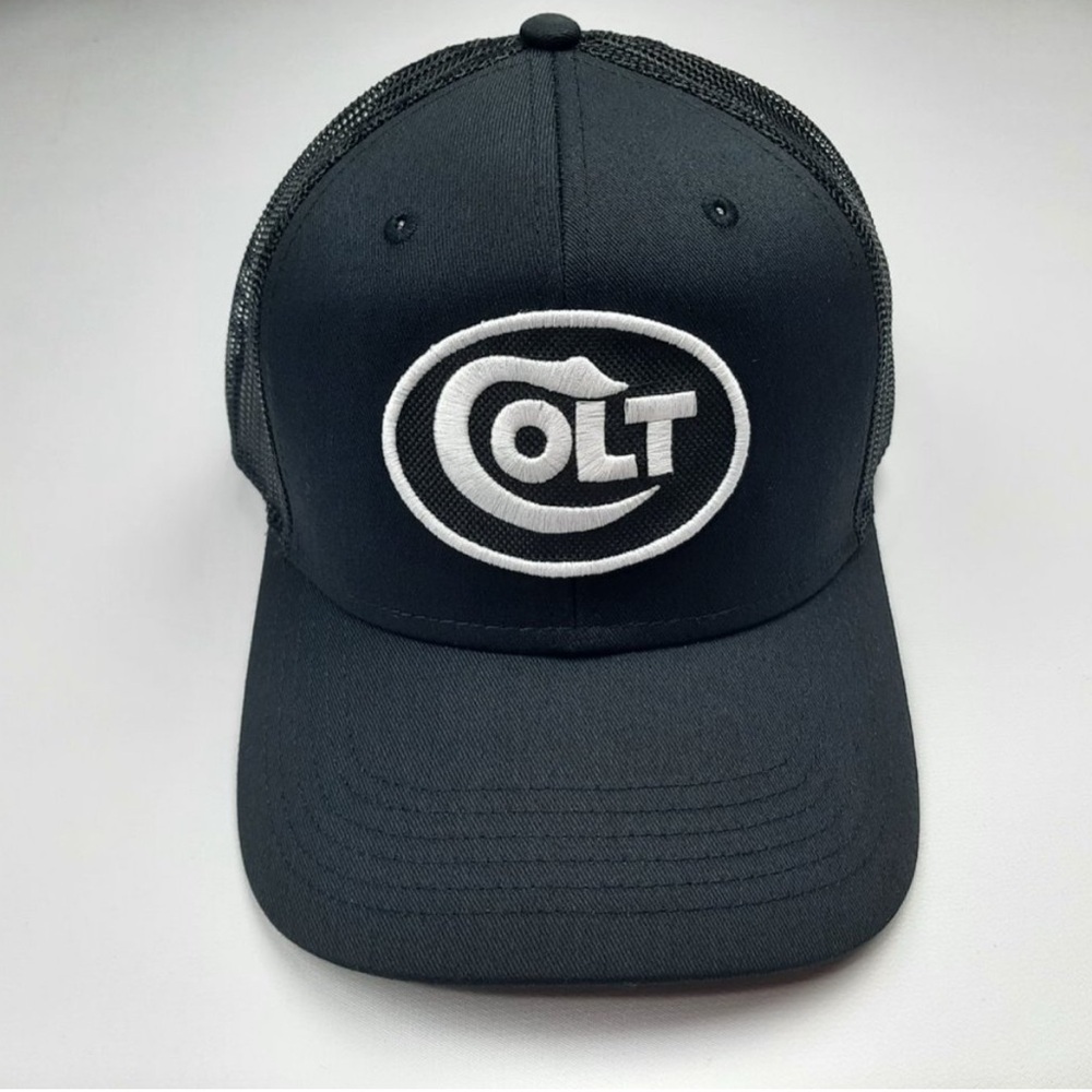 Colt Embroidered Patch Low Profile Mesh Snapback Cap Hat Black Curved Bill